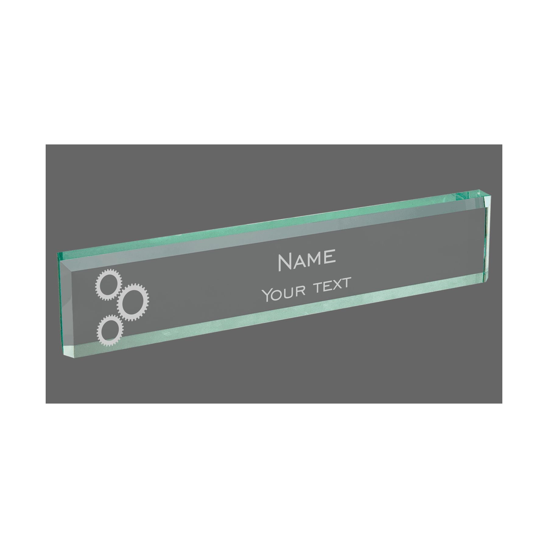 Personalized Engineer Name Plate for Desk, Jade Glass Engraved with Custom Text Name and Title, Office Gift