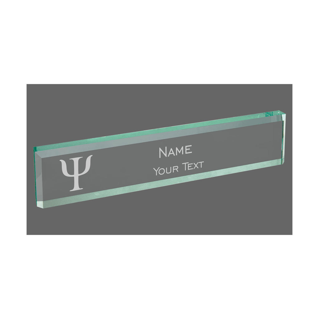 Personalized Psychiatry Field Name Plate for Desk, Jade Glass Engraved with Custom Text Name and Title, Office Gift