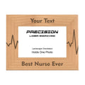 Personalized Best Nurse Ever Heartbeat Engraved Picture Frame, Natural Wood Photo Frame with Your Custom Text, 4x6 5x7 8x10