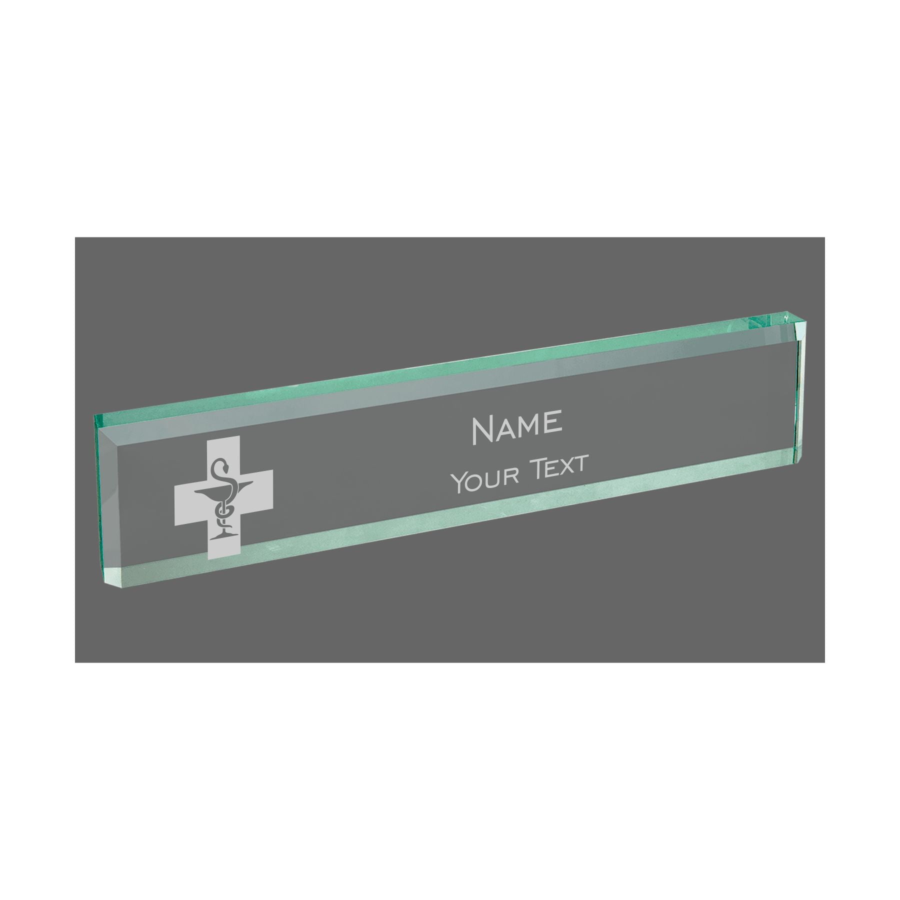 Personalized Pharmacist Name Plate for Desk, Jade Glass Engraved with Custom Text Name and Title, Office Gift