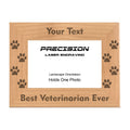 Personalized Best Veterinarian Ever Paw Prints Engraved Picture Frame, Natural Wood Photo Frame with Your Custom Text, 4x6 5x7 8x10