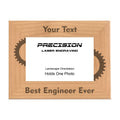 Personalized Best Engineer Ever Gears Engraved Picture Frame, Natural Wood Photo Frame with Your Custom Text, 4x6 5x7 8x10