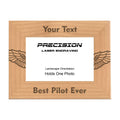 Personalized Best Pilot Ever Wings Engraved Picture Frame, Natural Wood Photo Frame with Your Custom Text, 4x6 5x7 8x10