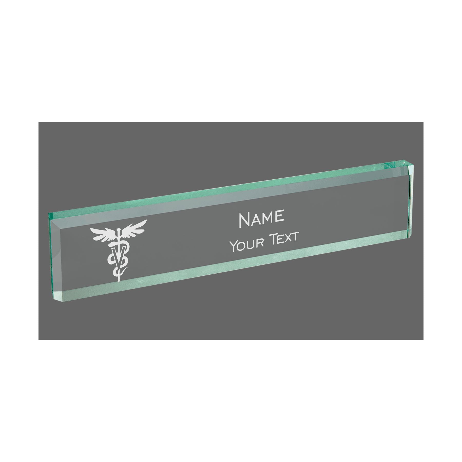 Personalized Veterinarian Veterinary Field Name Plate for Desk, Jade Glass Engraved with Custom Text Name and Title