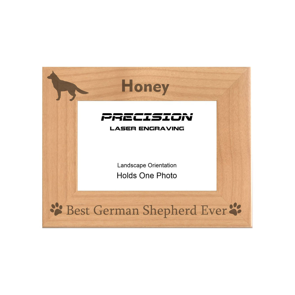 Personalized Best German Shepherd Ever Engraved Picture Frame, Natural Wood Photo Frame with Your Custom Text, 4x6 5x7 8x10