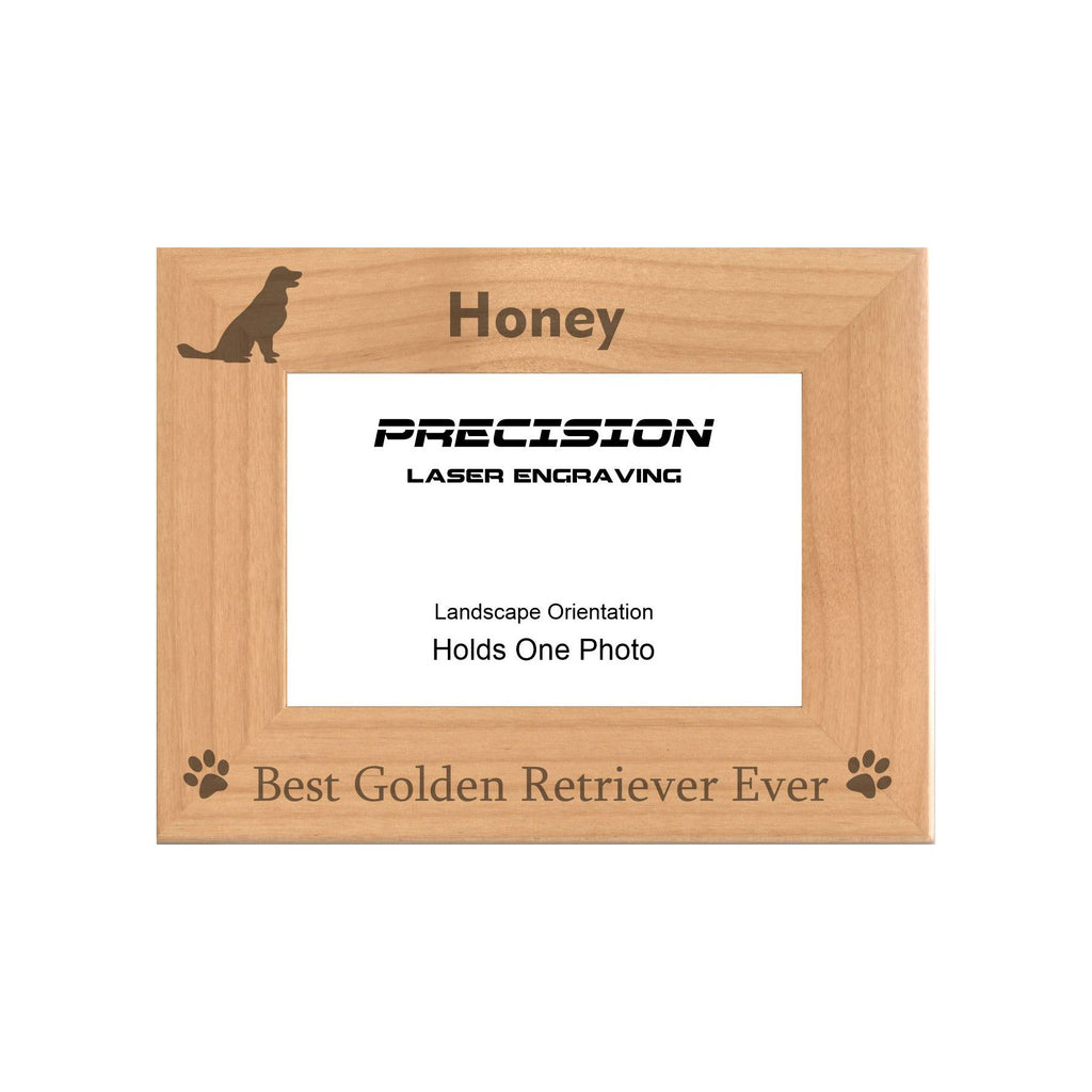 Personalized Best Golden Retriever Ever Engraved Picture Frame, Natural Wood Photo Frame with Your Custom Text, 4x6 5x7 8x10