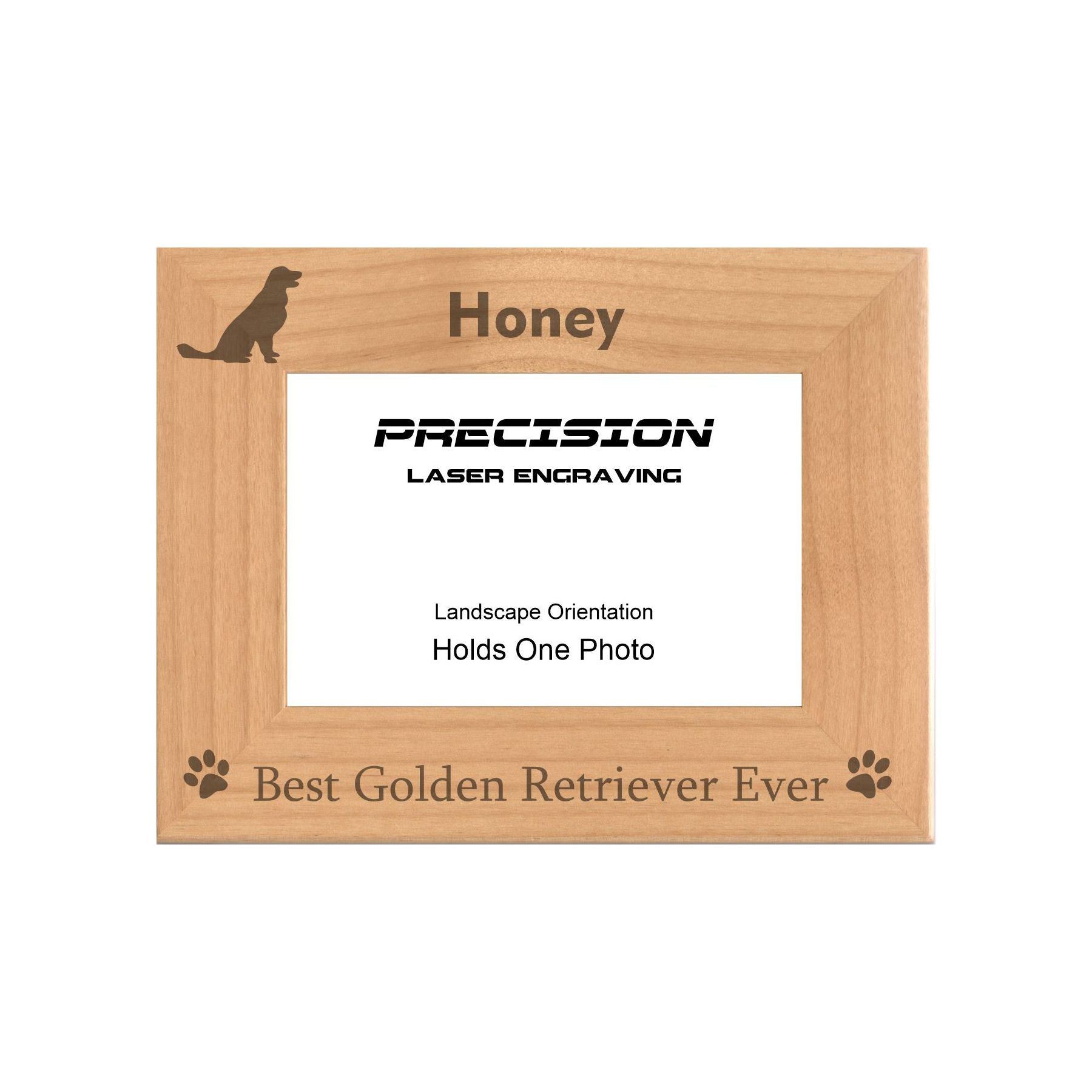 Personalized Best Golden Retriever Ever Engraved Picture Frame, Natural Wood Photo Frame with Your Custom Text, 4x6 5x7 8x10