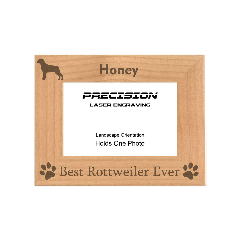 Personalized Best Rottweiler Ever Engraved Picture Frame, Natural Wood Photo Frame with Your Custom Text, 4x6 5x7 8x10