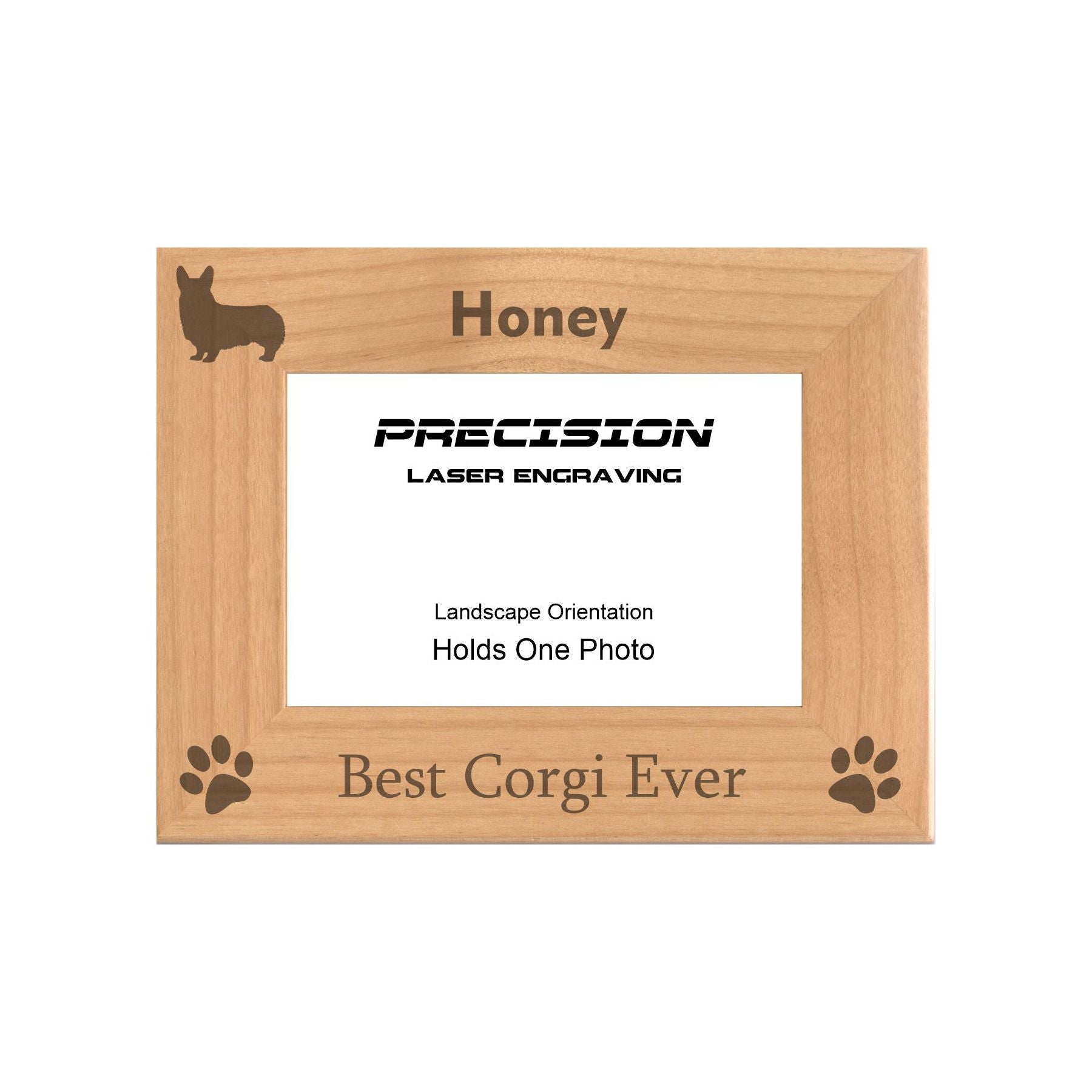 Personalized Best Corgi Ever Engraved Picture Frame, Natural Wood Photo Frame with Your Custom Text, 4x6 5x7 8x10