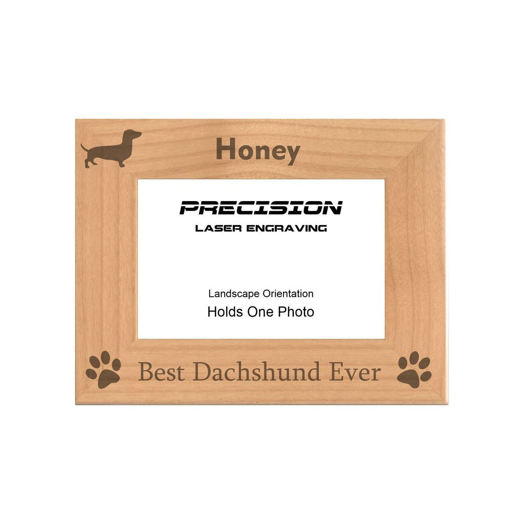 Personalized Best Dachshund Ever Engraved Picture Frame, Natural Wood Photo Frame with Your Custom Text, 4x6 5x7 8x10