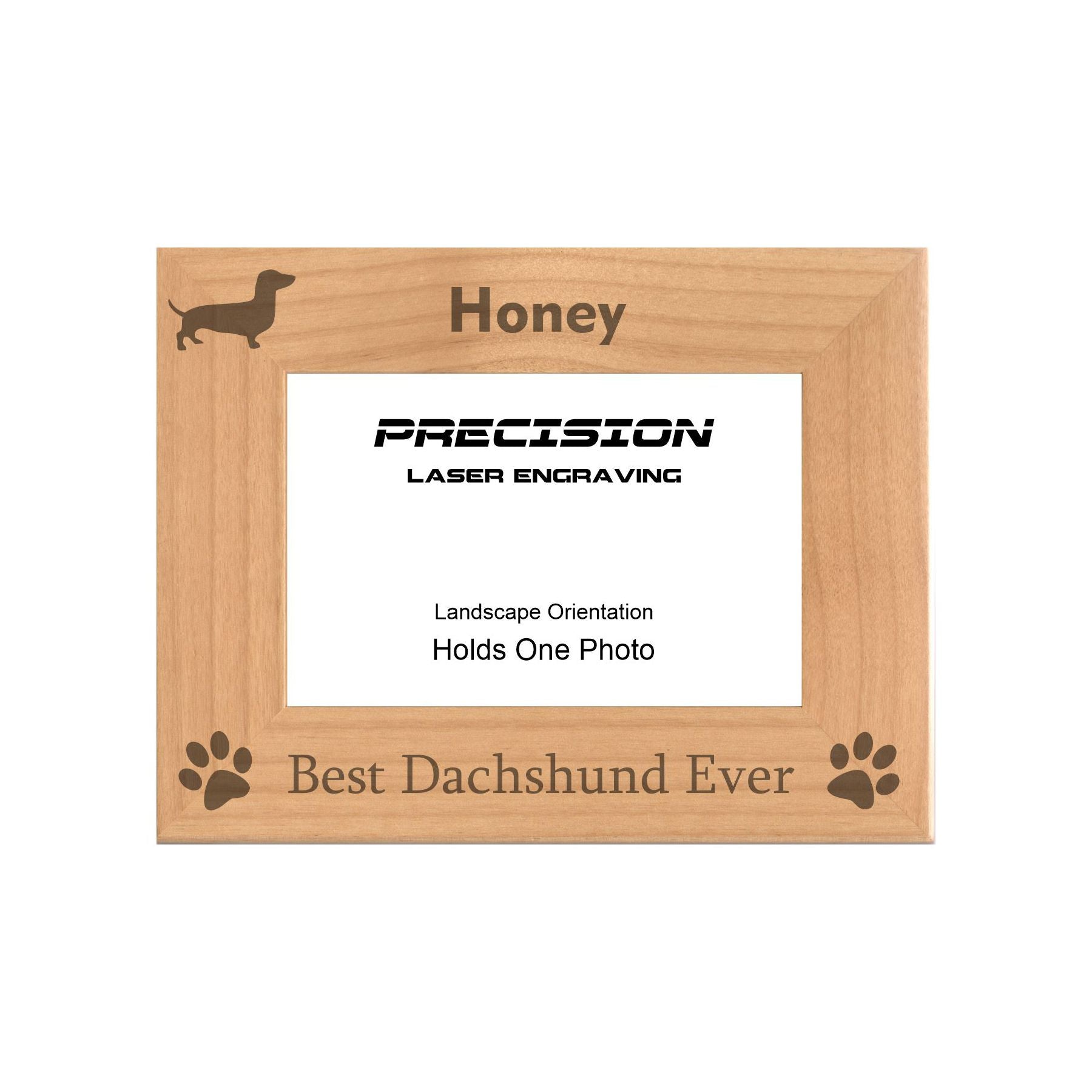 Personalized Best Dachshund Ever Engraved Picture Frame, Natural Wood Photo Frame with Your Custom Text, 4x6 5x7 8x10