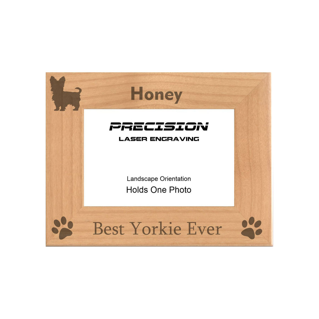 Personalized Best Yorkie Ever Engraved Picture Frame, Natural Wood Photo Frame with Your Custom Text, 4x6 5x7 8x10