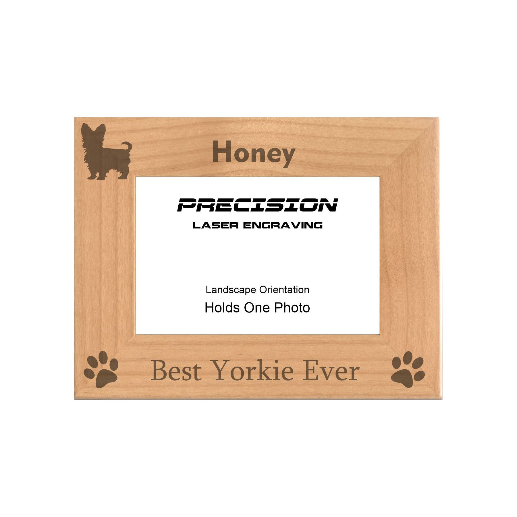 Personalized Best Yorkie Ever Engraved Picture Frame, Natural Wood Photo Frame with Your Custom Text, 4x6 5x7 8x10