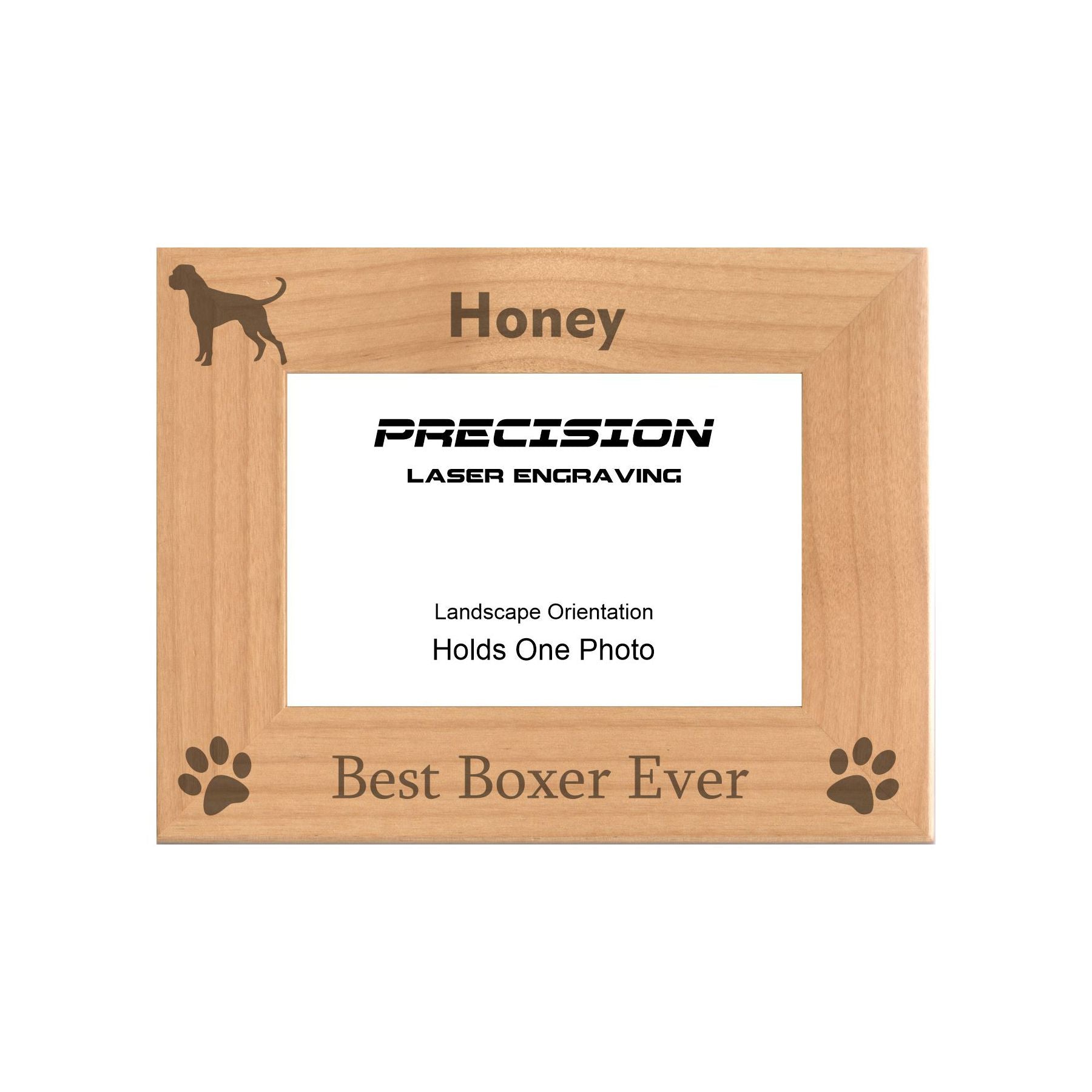 Personalized Best Boxer Ever Engraved Picture Frame, Natural Wood Photo Frame with Your Custom Text, 4x6 5x7 8x10