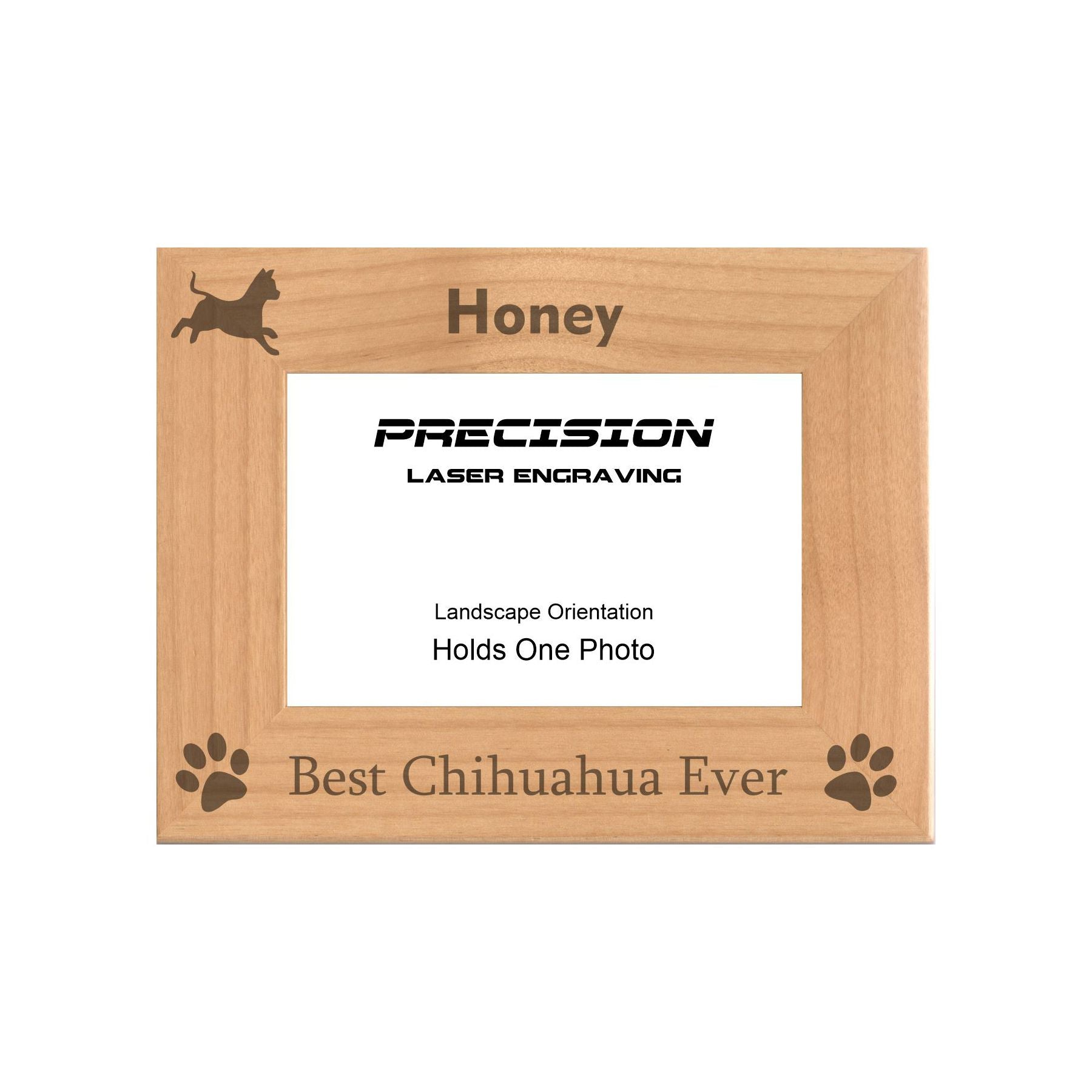 Personalized Best Chihuahua Ever Engraved Picture Frame, Natural Wood Photo Frame with Your Custom Text, 4x6 5x7 8x10