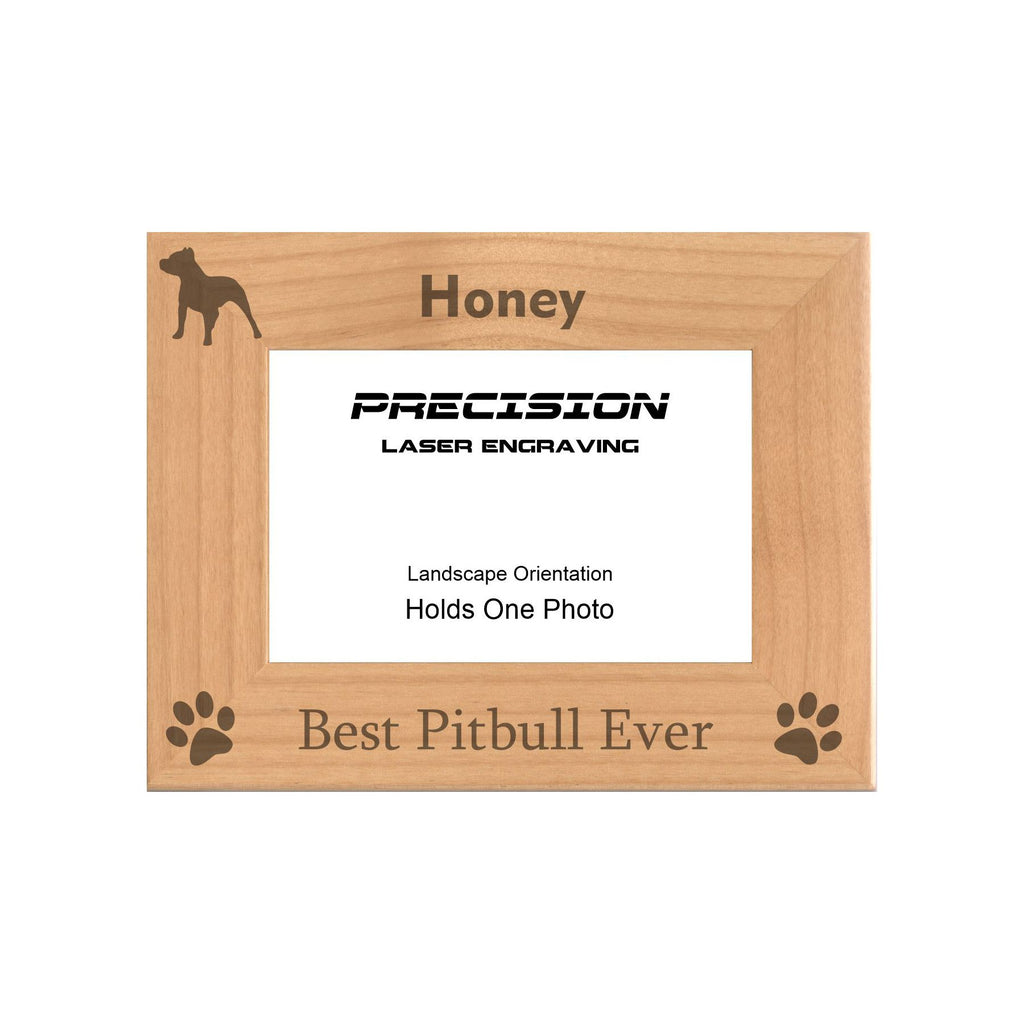 Personalized Best Pitbull Ever Engraved Picture Frame, Natural Wood Photo Frame with Your Custom Text, 4x6 5x7 8x10