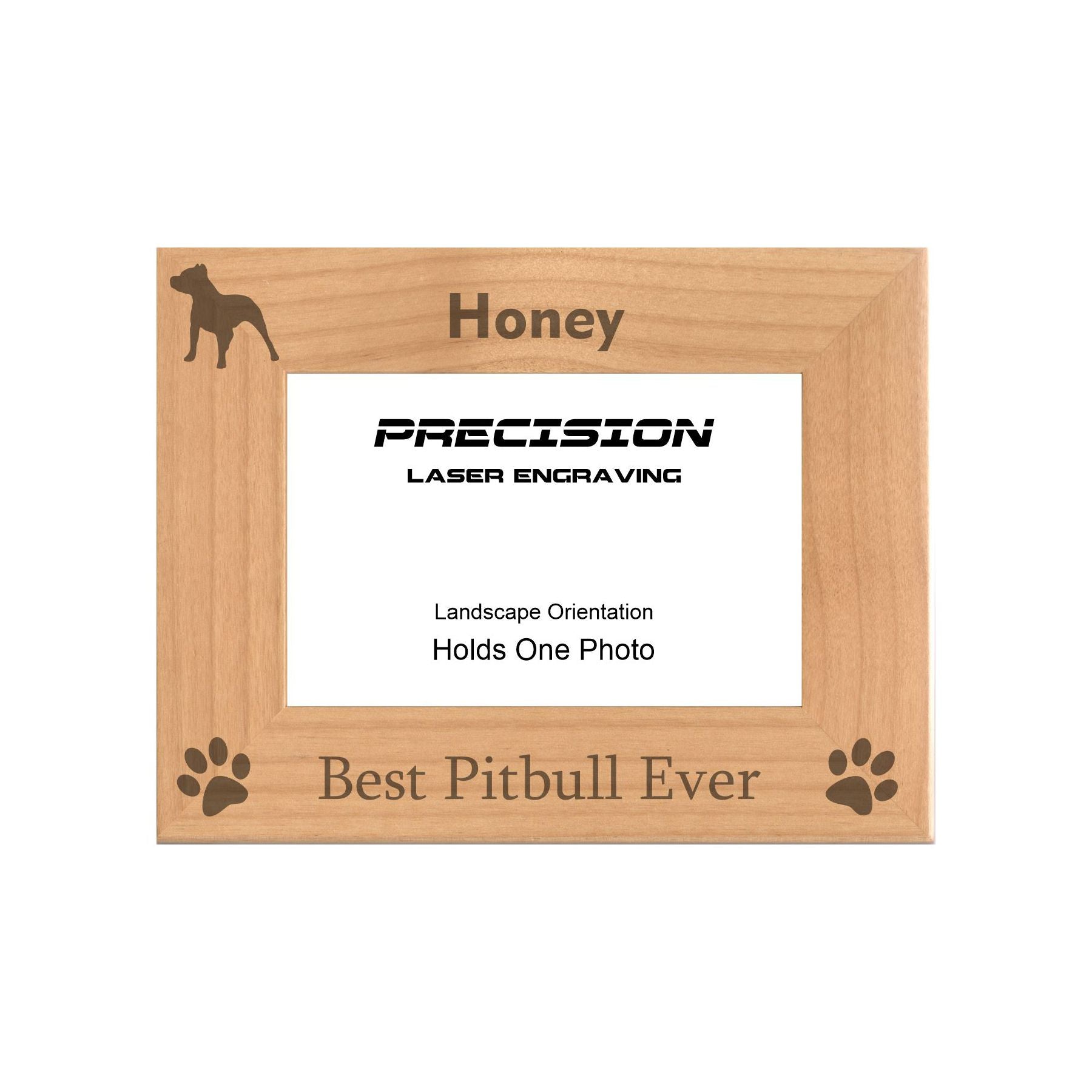 Personalized Best Pitbull Ever Engraved Picture Frame, Natural Wood Photo Frame with Your Custom Text, 4x6 5x7 8x10