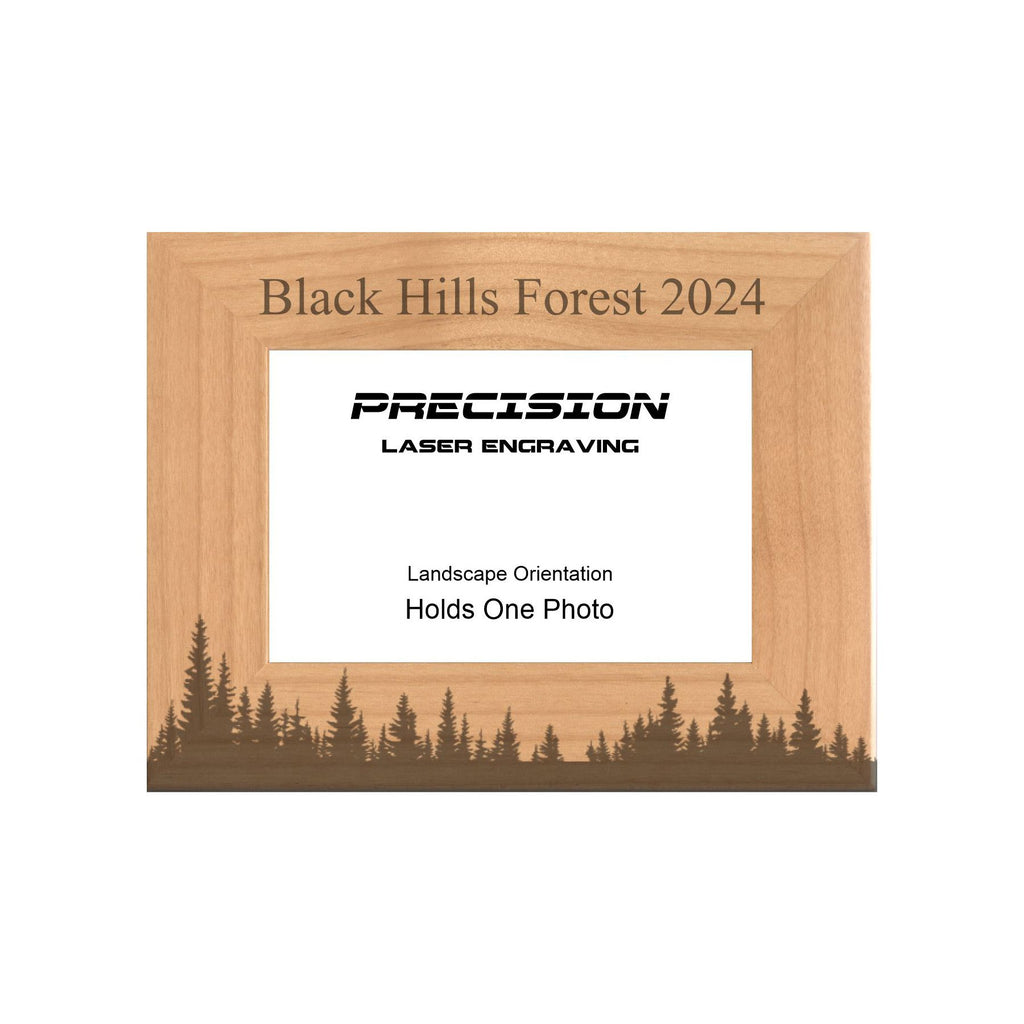 Personalized Pine Forest Engraved Picture Frame, Natural Wood Photo Frame with Your Custom Text, 4x6 5x7 8x10