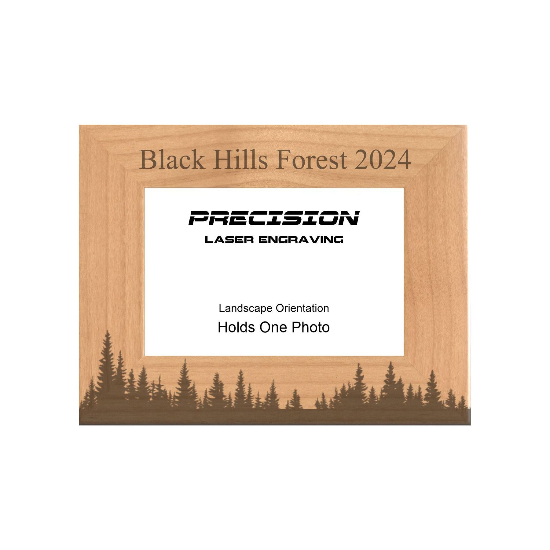 Personalized Pine Forest Engraved Picture Frame, Natural Wood Photo Frame with Your Custom Text, 4x6 5x7 8x10