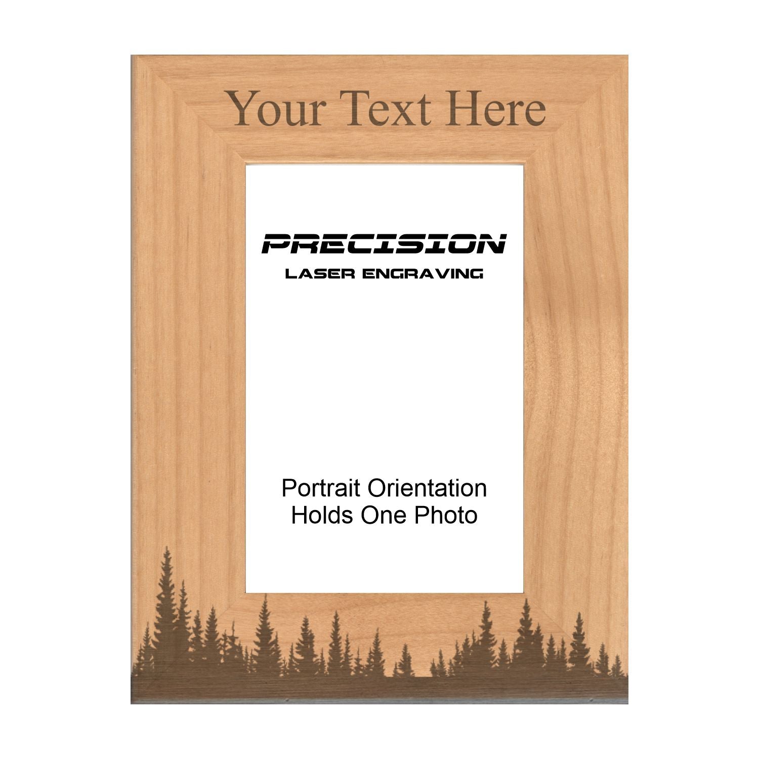 Personalized Pine Forest Engraved Picture Frame, Natural Wood Photo Frame with Your Custom Text, 4x6 5x7 8x10