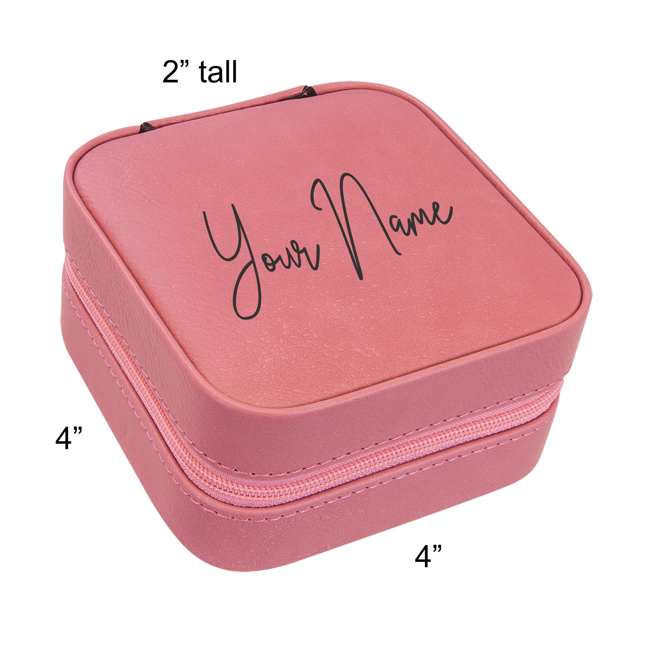 Travel Jewelry Box, Personalized Leatherette Jewelry Case Engraved with Custom Text