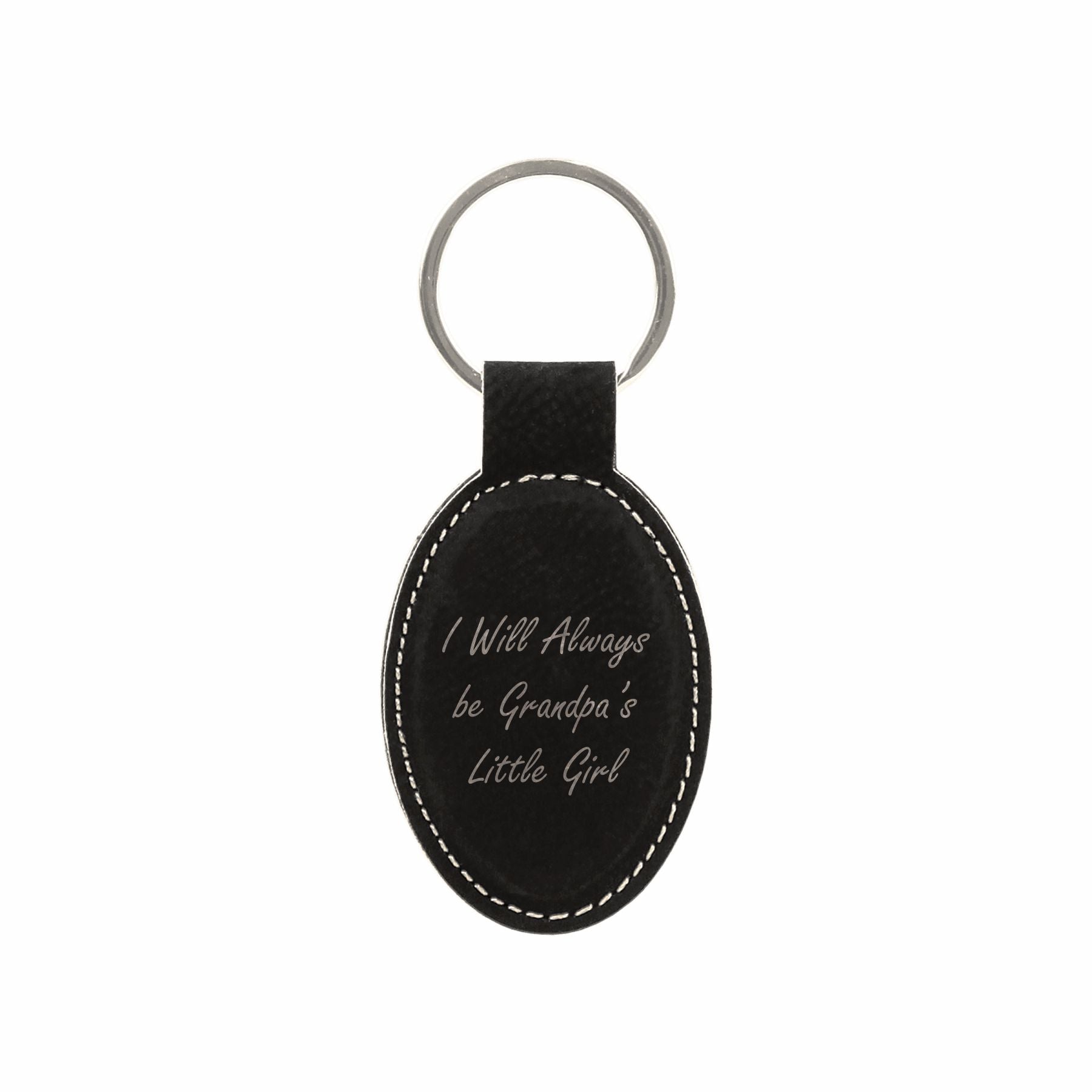 I Will Always be Grandpa's Little Girl Engraved Leatherette Keychain, Grandpa Granddaughter Gift