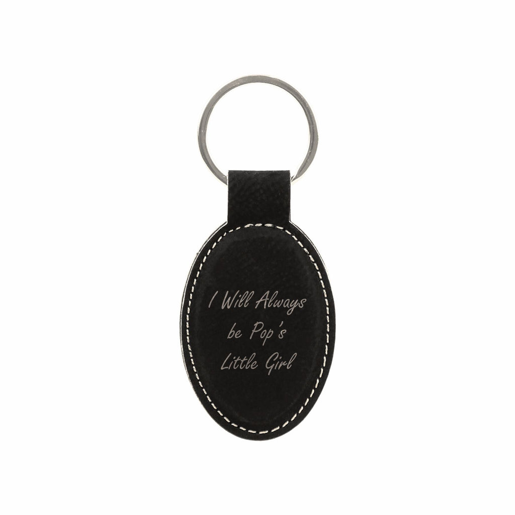 I Will Always be Pop's Little Girl Engraved Leatherette Keychain, Grandpa Granddaughter Gift