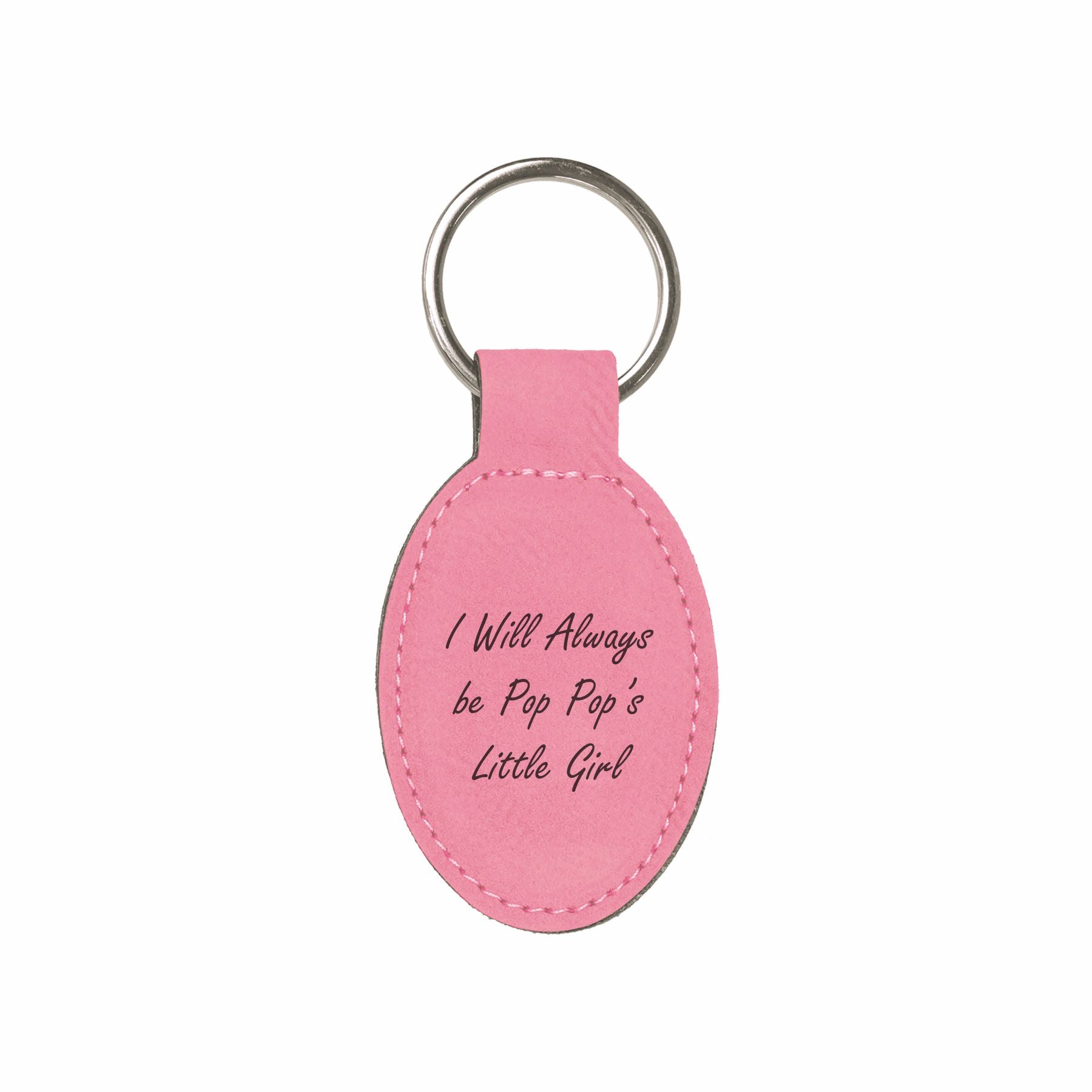 I Will Always be Pop Pop's Little Girl Engraved Leatherette Keychain, Grandpa Granddaughter Gift