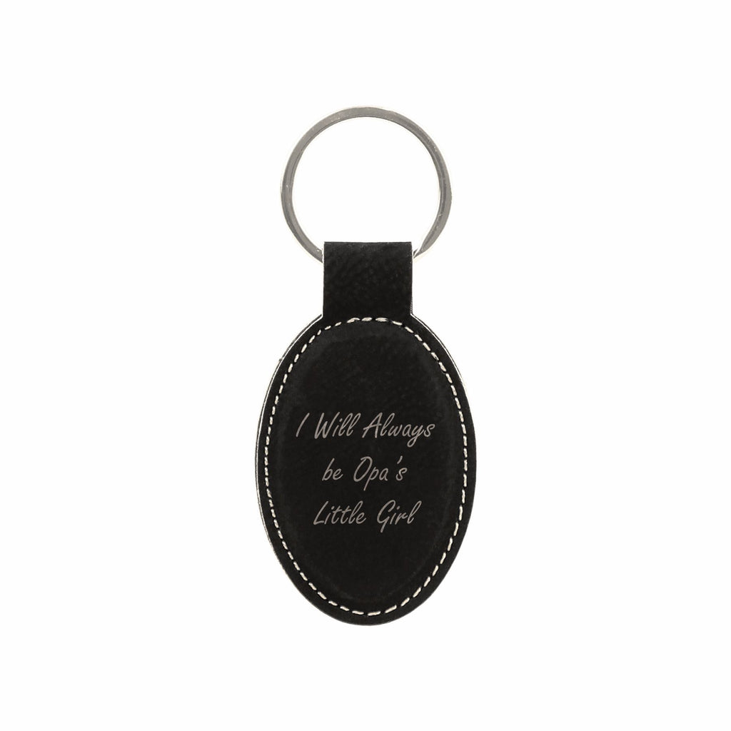 I Will Always be Opa's Little Girl Engraved Leatherette Keychain, Grandpa Granddaughter Gift