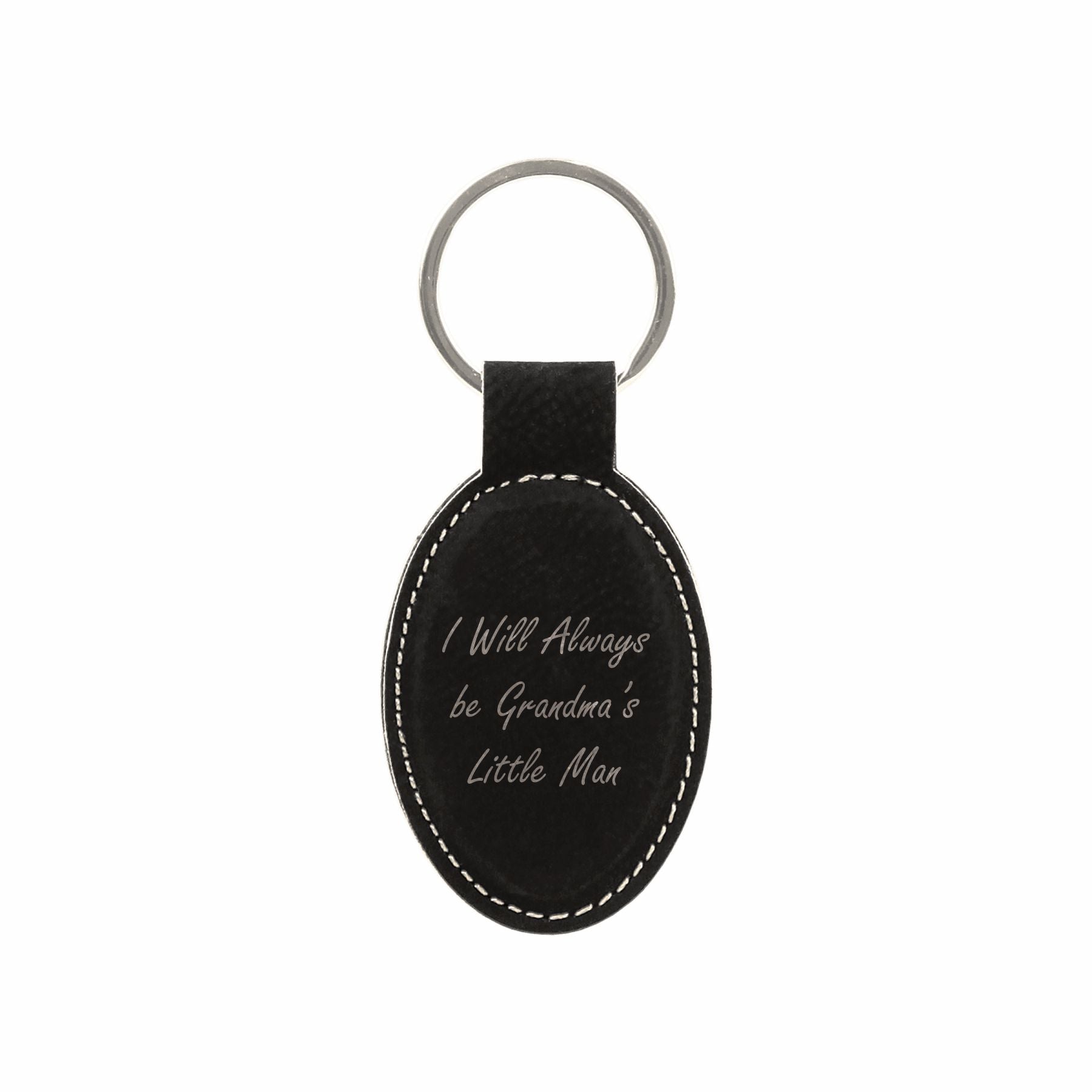 I Will Always be Grandma's Little Man Engraved Leatherette Keychain for Grandma Grandson