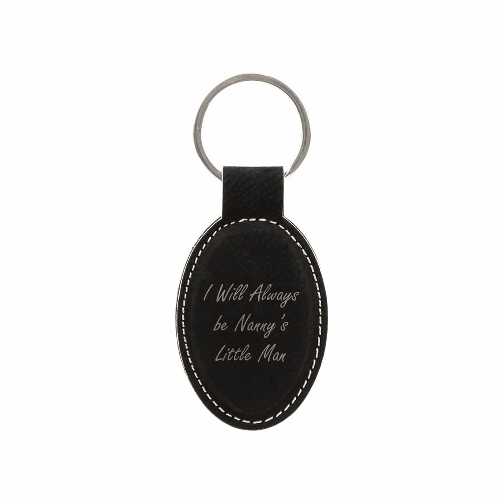 I Will Always be Nanny's Little Man Engraved Leatherette Keychain for Grandma Grandson