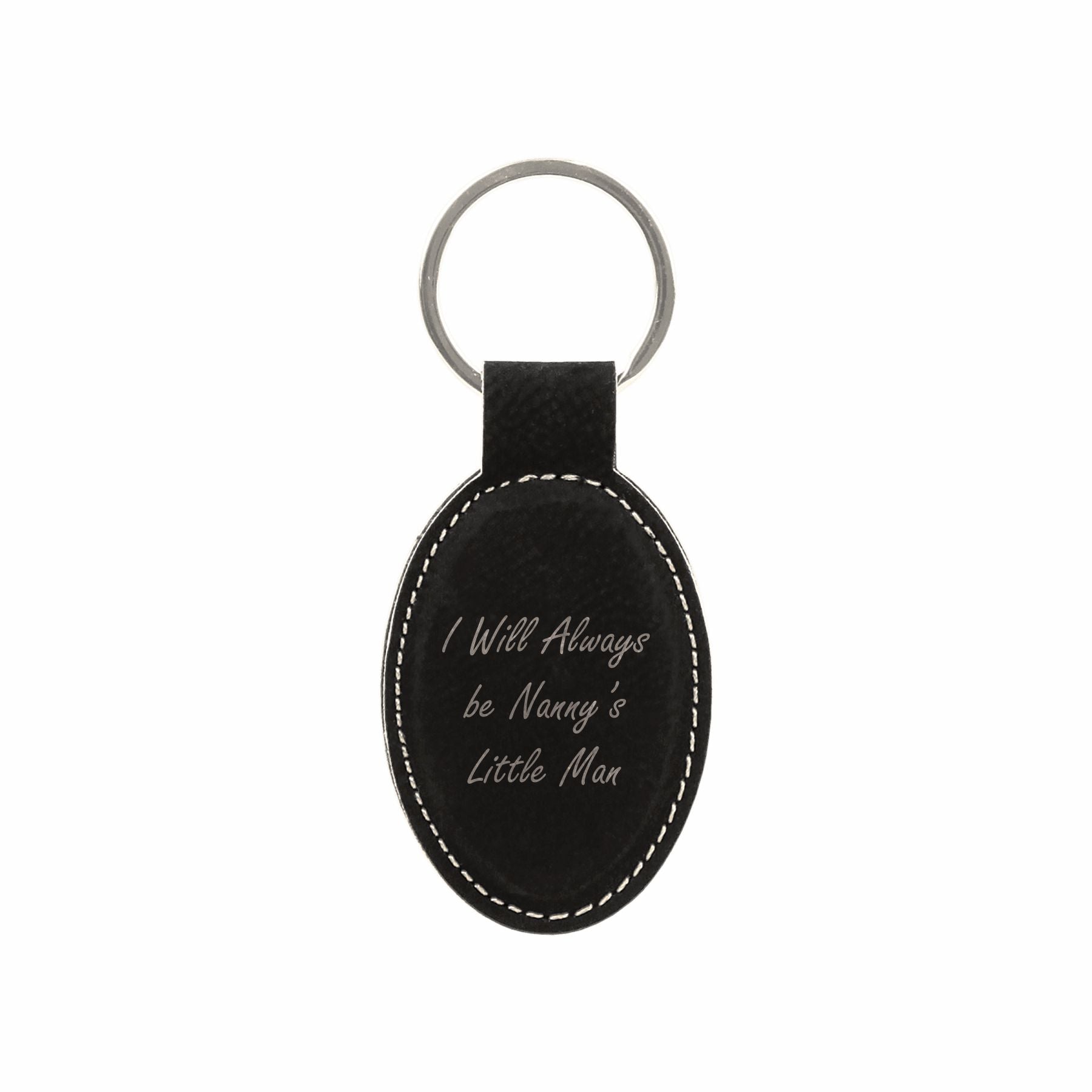 I Will Always be Nanny's Little Man Engraved Leatherette Keychain for Grandma Grandson