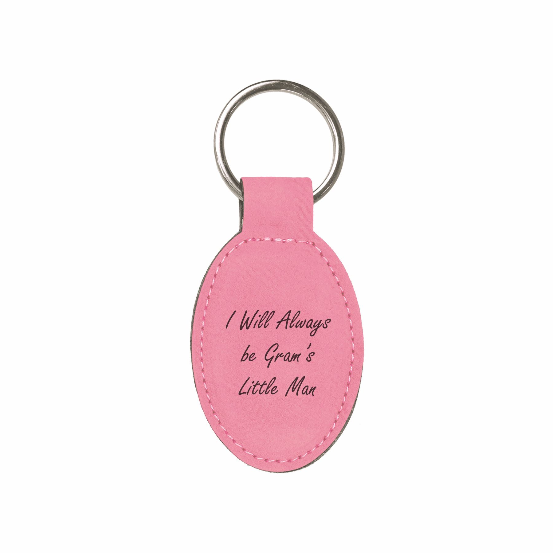 I Will Always be Gram's Little Man Engraved Leatherette Keychain for Grandma Grandson