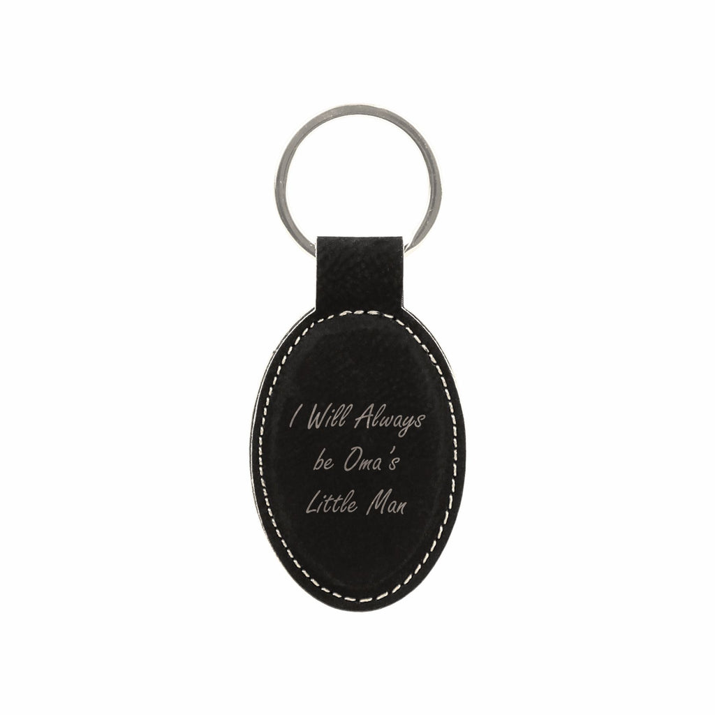 I Will Always be Oma's Little Man Engraved Leatherette Keychain for Grandma Grandson
