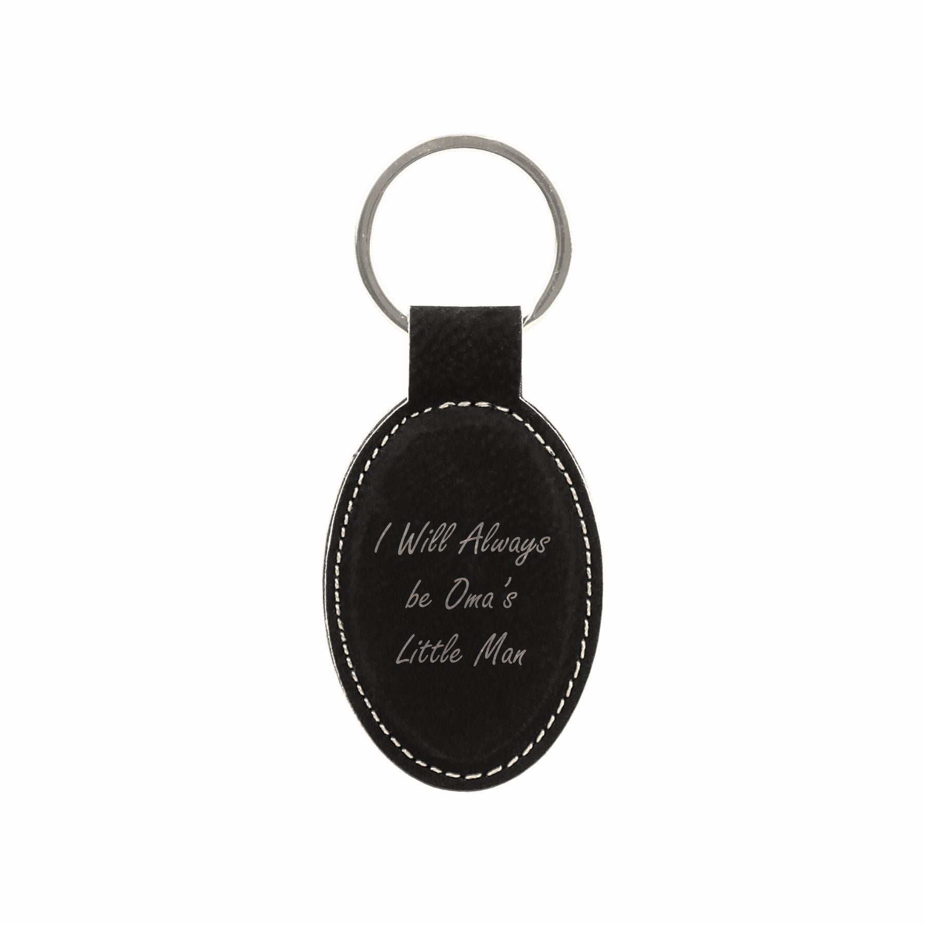 I Will Always be Oma's Little Man Engraved Leatherette Keychain for Grandma Grandson