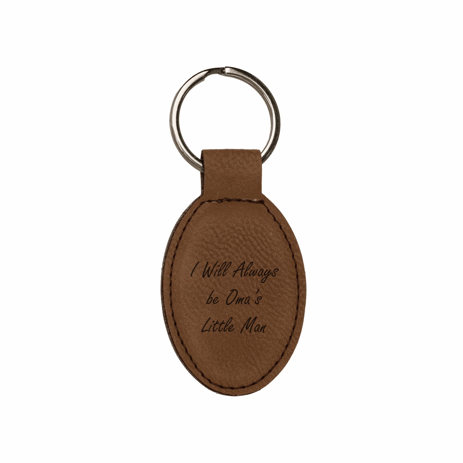 I Will Always be Oma's Little Man Engraved Leatherette Keychain for Grandma Grandson
