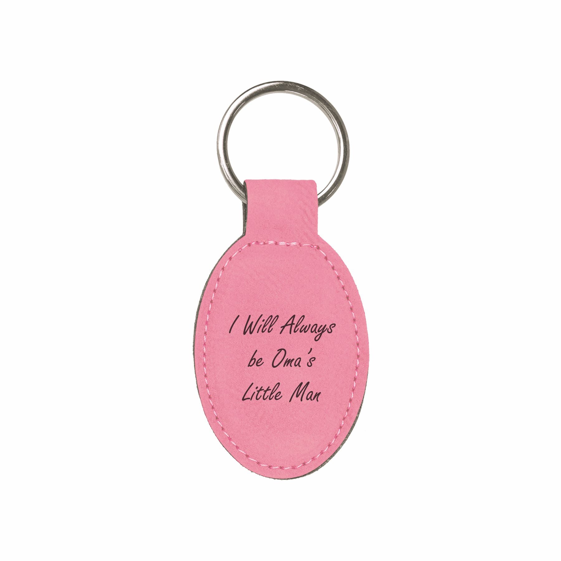 I Will Always be Oma's Little Man Engraved Leatherette Keychain for Grandma Grandson