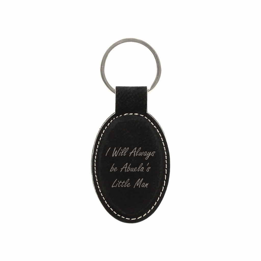 I Will Always be Abuela's Little Man Engraved Leatherette Keychain for Grandma Grandson