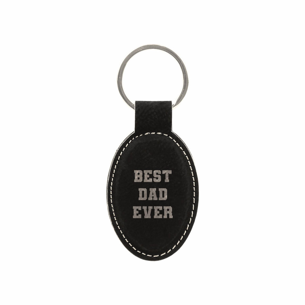 Best Dad Ever Engraved Leatherette Keychain for Men, Funny Gift for Dad