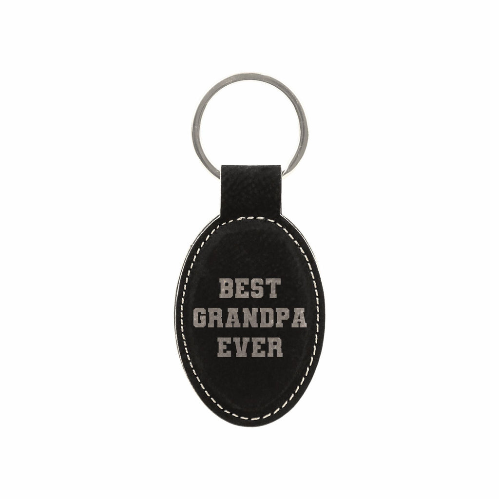 Best Grandpa Ever Engraved Leatherette Keychain for Men, Funny Gift for Grandpa