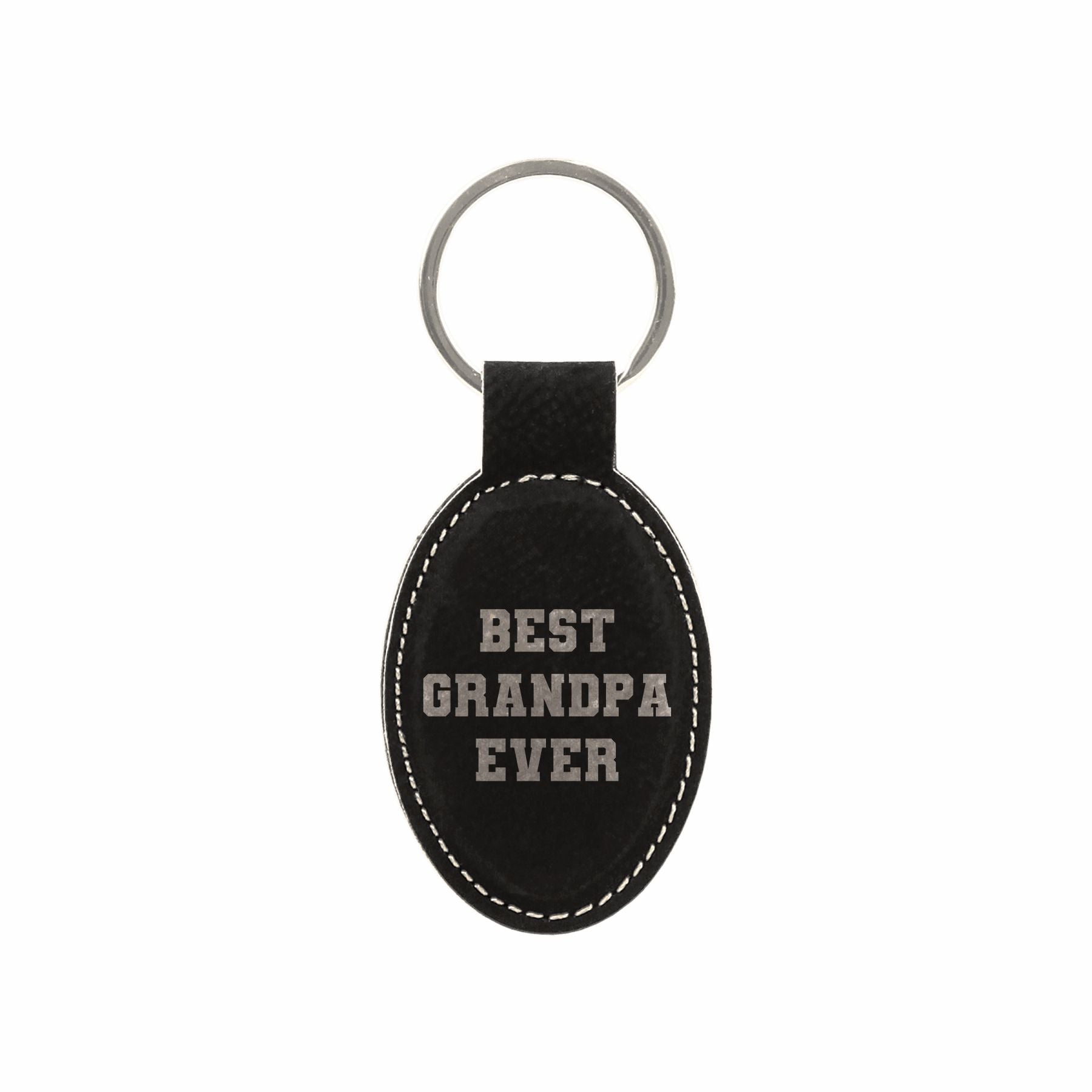 Best Grandpa Ever Engraved Leatherette Keychain for Men, Funny Gift for Grandpa