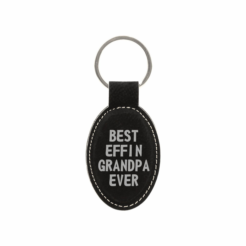 Best Effin Grandpa Ever Engraved Leatherette Keychain for Men, Funny Gift for Grandpa