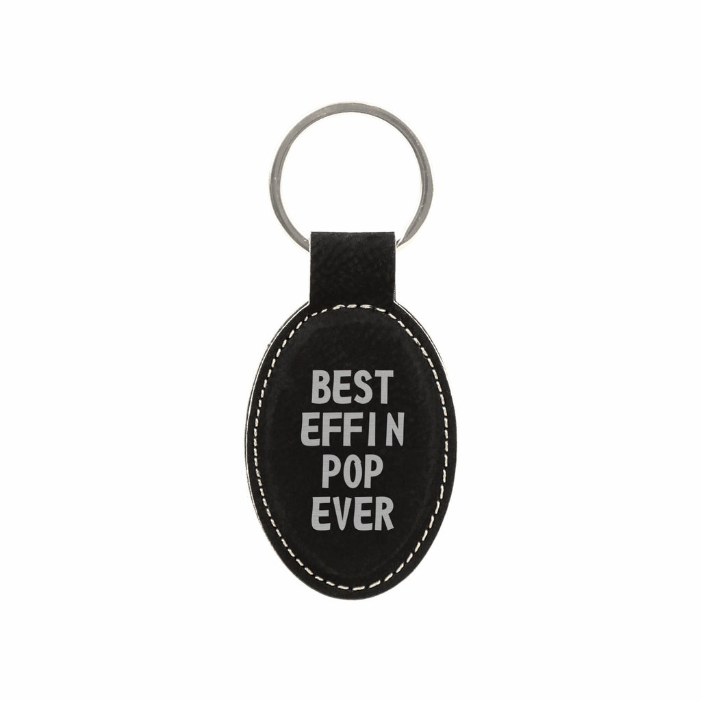 Best Effin Pop Ever Engraved Leatherette Keychain for Men, Funny Gift for Grandpa