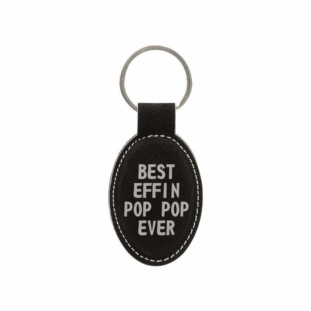 Best Effin Pop Pop Ever Engraved Leatherette Keychain for Men, Funny Gift for Grandpa