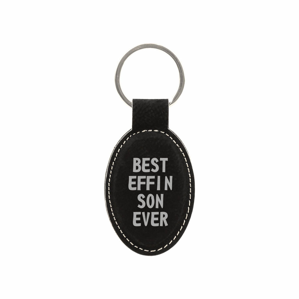 Best Effin Son Ever Engraved Leatherette Keychain for Men, Funny Gift for Son