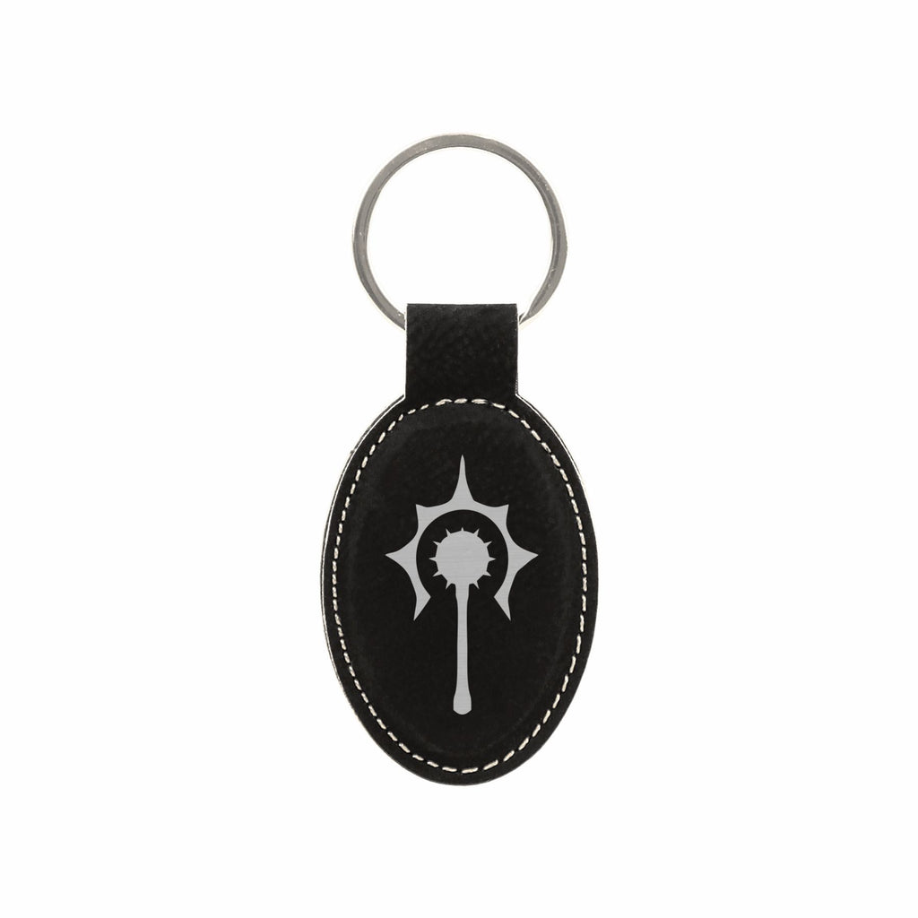 DND Gifts, Cleric Class Symbol Engraved Leatherette Keychain, Dungeons Dragons