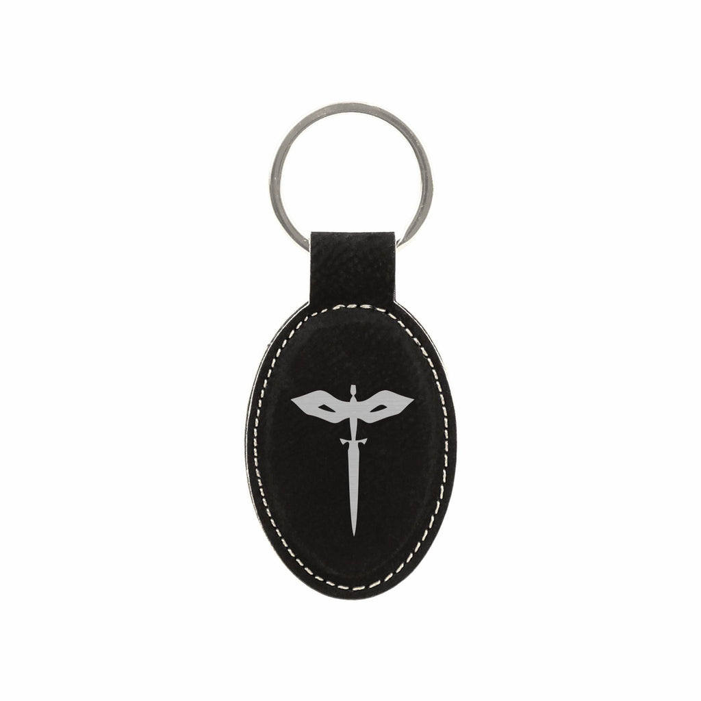 DND Gifts, Rogue Class Symbol Engraved Leatherette Keychain, Dungeons Dragons