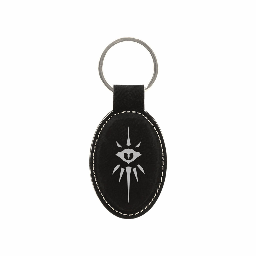 DND Gifts, Warlock Class Symbol Engraved Leatherette Keychain, Dungeons Dragons