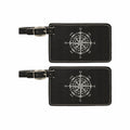 Compass Rose Engraved Leatherette Luggage Tags 2 pack