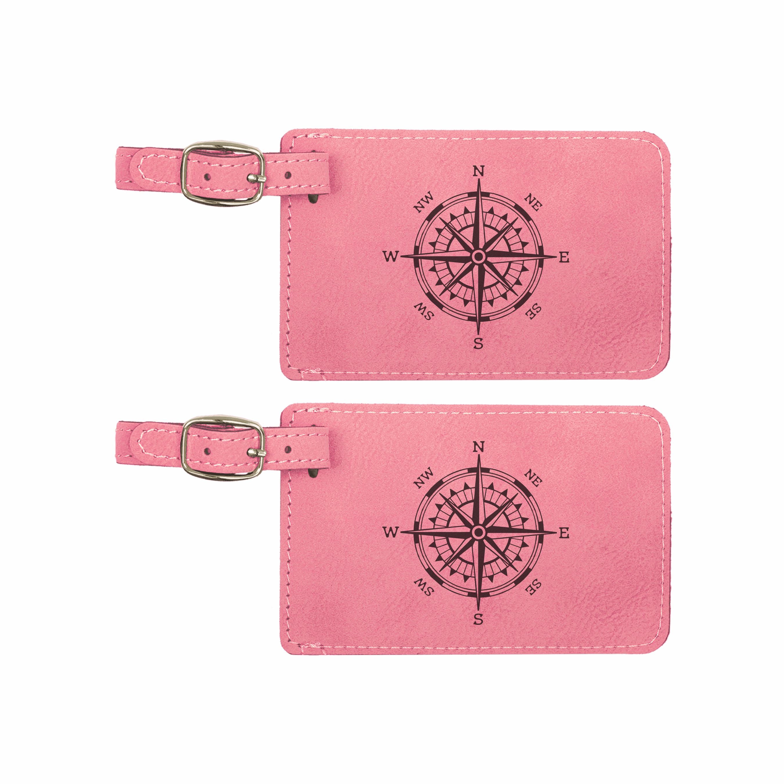 Compass Rose Engraved Leatherette Luggage Tags 2 pack